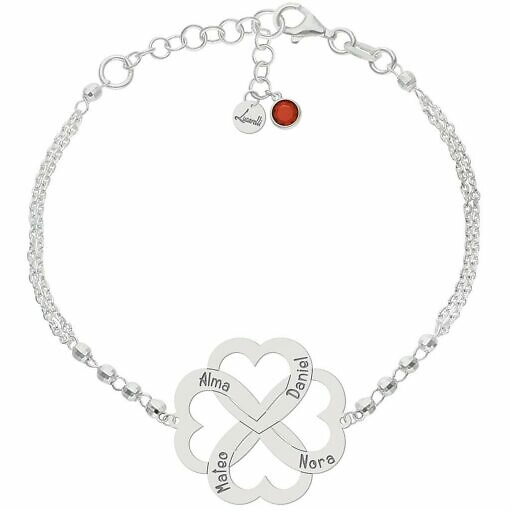 Pulsera Trébol Cuatro Corazones Personalizados Sorprende este San Valentín con Joyas Personalizadas Enamorados Nombres fechas